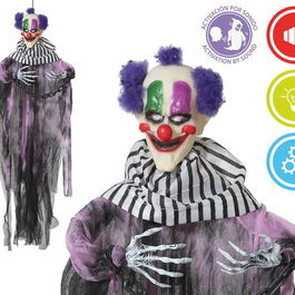 Figurine de Clown Tueur Suspendue de 120 cm, Éclairage, Son et Mouvement Détecteur de Bruit, Déco Effrayante pour Halloween