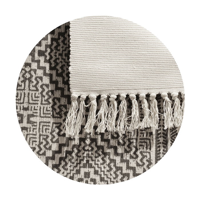 Home Deco Factory Tapis Ethnique 60x90 cm Blanc et Noir Home Deco Factory Tapis Ethnique 60x90 cm Blanc et Noir