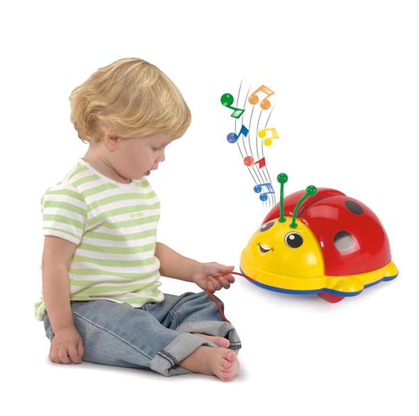 Molto - Jouet à tirer Coccinelle avec sons - Jouet d'éveil 23 cm - Pour enfants à partir de 1 an
