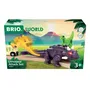 BRIO 36082 Coffret Attaque Dinosaure - Dinosaure avec yeux LED rouges et rugissements sonores pour circuit de train en bois