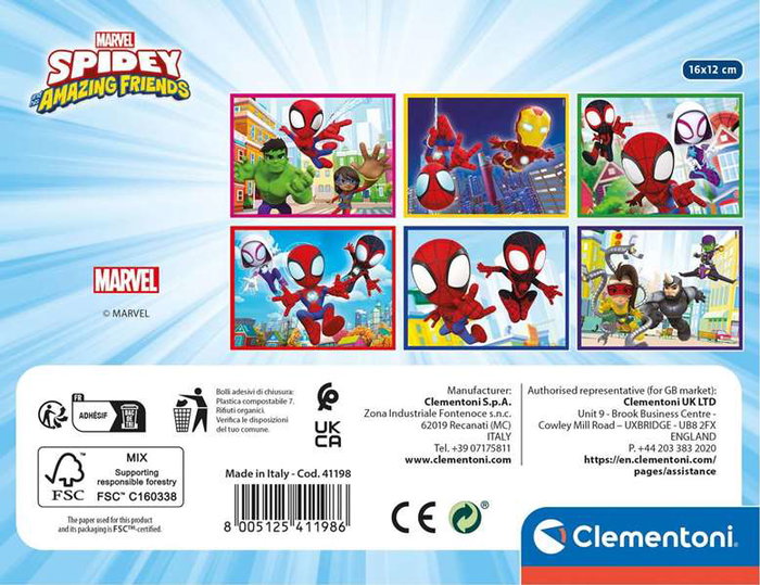 Clementoni Puzzle Cubes 12 pièces - Spidey and His Amazing Friends - Jeu éducatif pour enfant de 3 ans