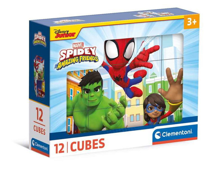 Clementoni Puzzle Cubes 12 pièces - Spidey and His Amazing Friends - Jeu éducatif pour enfant de 3 ans