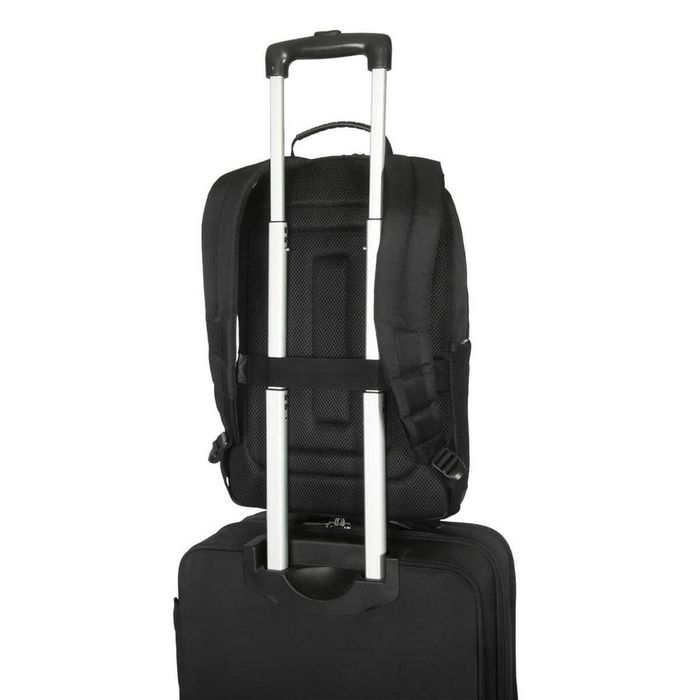 Targus Sac à Dos Classique EcoSmart CN600GL 25 L Noir pour Ordinateurs jusqu'à 16" avec Protection Suspendue, Fabricau Imperméable et Matière Recyclée (6 Bouteilles)
