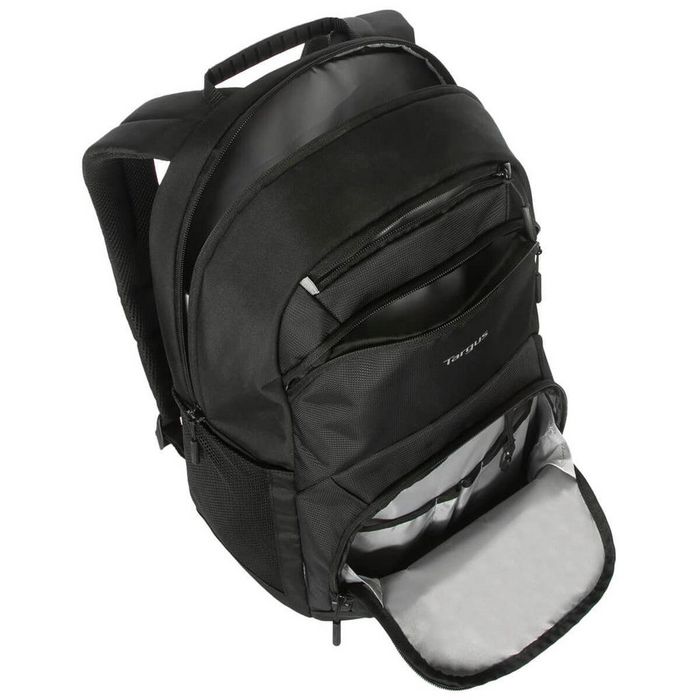 Targus Sac à Dos Classique EcoSmart CN600GL 25 L Noir pour Ordinateurs jusqu'à 16" avec Protection Suspendue, Fabricau Imperméable et Matière Recyclée (6 Bouteilles)