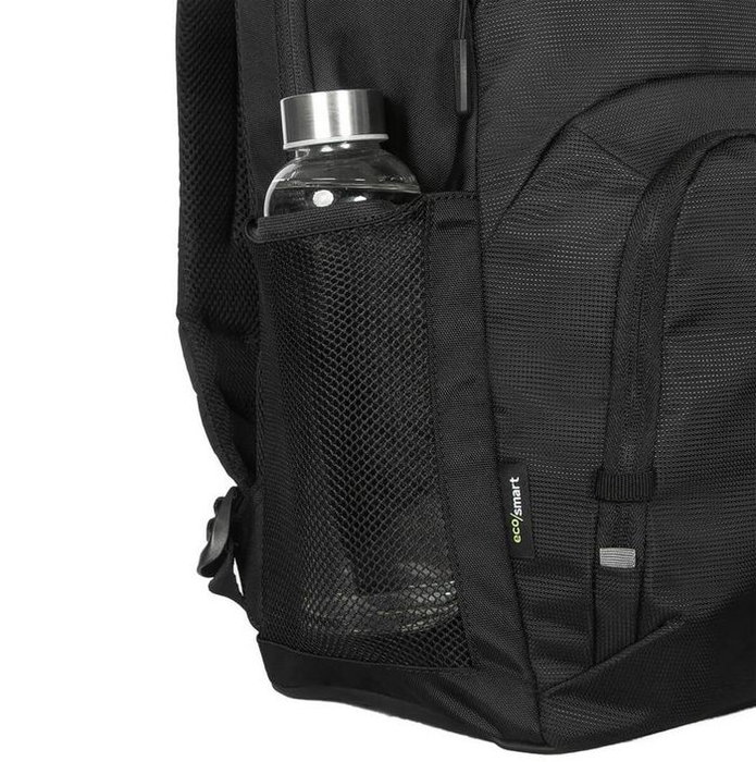 Targus Sac à Dos Classique EcoSmart CN600GL 25 L Noir pour Ordinateurs jusqu'à 16" avec Protection Suspendue, Fabricau Imperméable et Matière Recyclée (6 Bouteilles)