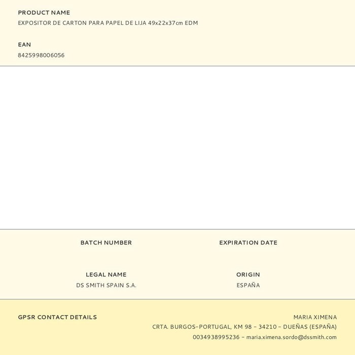 Edm Exposito carton pour papier de verre 49x22x37cm 15 fentes