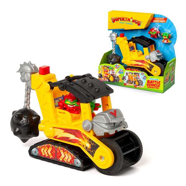 Superthings S Battle - Véhicule de Démolition avec 2 Figurines Exclusives - Figure d'Action - 20x19,5x9,2 cm - À Partir de 4 Ans