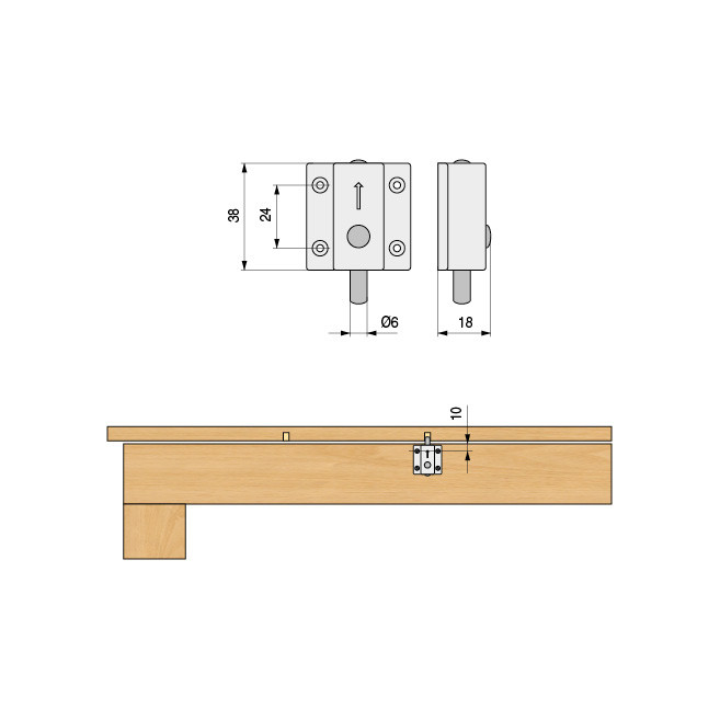 HERRAJES ALK Pasador-Pulsador Automático Gris para Mesa de Extensión