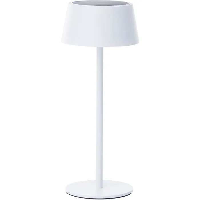 BRILLIANT PICCO - Lampe solaire de table d'extérieur LED, 5W 300 Lumen 3000K, blanc métal et plastique, ampoule incluse BRILLIANT PICCO - Lampe solaire de table d'extérieur LED, 5W 300 Lumen 3000K, blanc métal et plastique, ampoule incluse