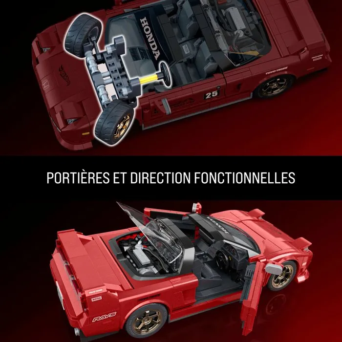 Hot Wheels Coffret de Construction NSX Acura des Années 90 JFT17 - Mattel Brick Shop - Véhicule à l'échelle 1/16 avec éléments de personnalisation