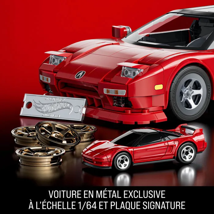 Hot Wheels Coffret de Construction NSX Acura des Années 90 JFT17 - Mattel Brick Shop - Véhicule à l'échelle 1/16 avec éléments de personnalisation