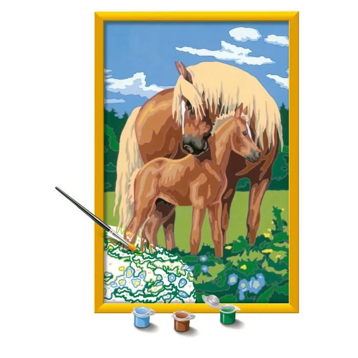 Ravensburger CreArt 25850 - Kit de Peinture par Numéros Fiers Chevaux - Tableau 31x21cm avec Cadre, 20 Peintures et Pinceau - À partir de 7 ans