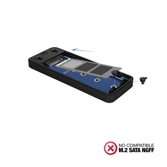 TooQ TQE-2280B Boîtier Externe SSD M.2 NVMe USB-C 10 Gbit/s Noir Aluminium TooQ TQE-2280B Boîtier Externe SSD M.2 NVMe USB-C 10 Gbit/s Noir Aluminium