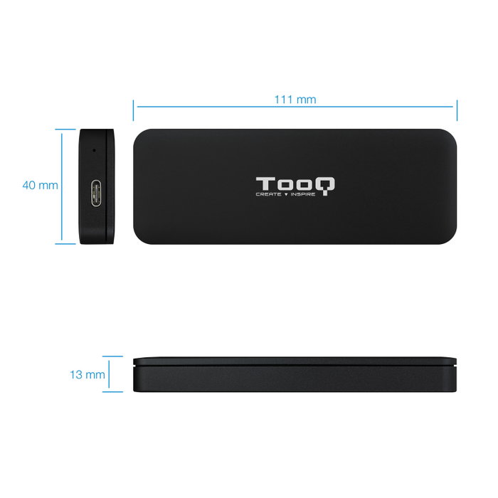 TooQ TQE-2280B Boîtier Externe SSD M.2 NVMe USB-C 10 Gbit/s Noir Aluminium TooQ TQE-2280B Boîtier Externe SSD M.2 NVMe USB-C 10 Gbit/s Noir Aluminium