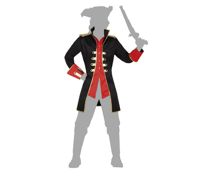 Déguisement Capitaine Pirate Adulte Homme Noir Taille M-L - Costume de Pirate, Corsaire ou Bandit pour Carnaval ou Fête Déguisée