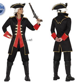 Déguisement Capitaine Pirate Adulte Homme Noir Taille M-L - Costume de Pirate, Corsaire ou Bandit pour Carnaval ou Fête Déguisée