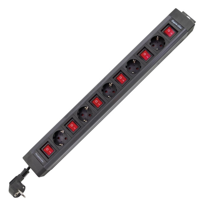Rev Multiprise SupraLine 5 prises avec interrupteurs individuels, 3,7 m, anthracite Rev Multiprise SupraLine 5 prises avec interrupteurs individuels, 3,7 m, anthracite