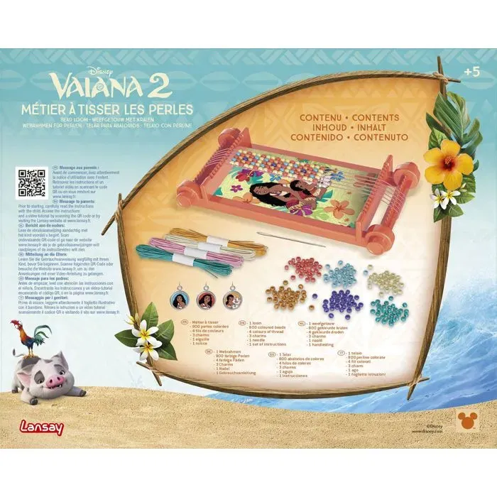 Lansay - Vaiana 2 - Métier à tisser pour bracelets avec perles - Loisir créatif pour enfants dès 5 ans