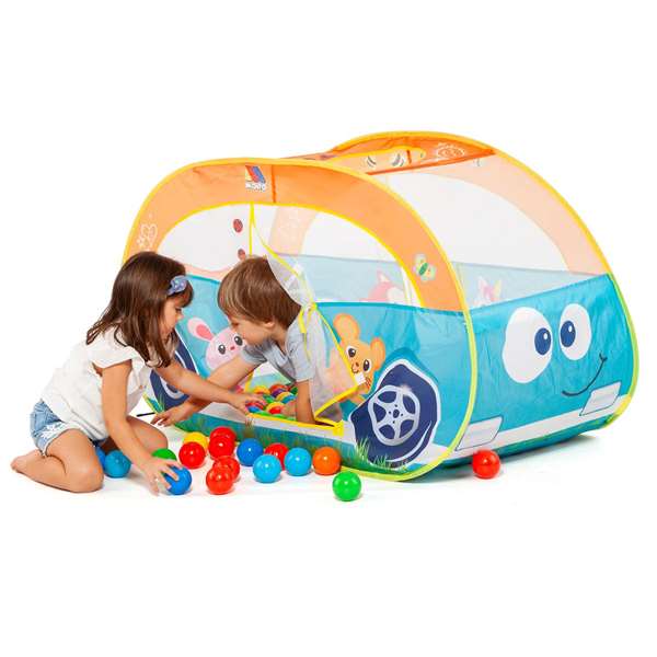Molto Parc de balles pour enfants avec voiture et 25 balles incluses, tapis de jeu en tissu et plastique Molto Parc de balles pour enfants avec voiture et 25 balles incluses, tapis de jeu en tissu et plastique