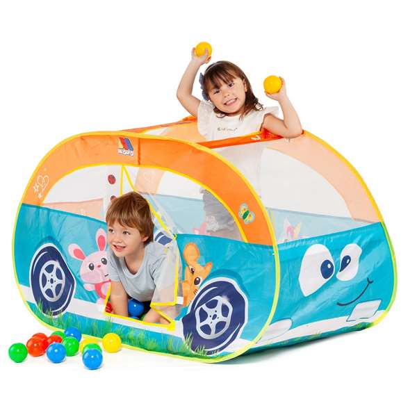 Molto Parc de balles pour enfants avec voiture et 25 balles incluses, tapis de jeu en tissu et plastique Molto Parc de balles pour enfants avec voiture et 25 balles incluses, tapis de jeu en tissu et plastique