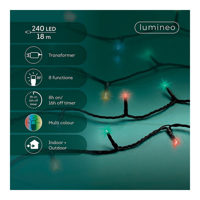 Lumineo Guirlande LED Basic Multicolor 18 m