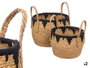Giftdecor Lot de 2 Cache-pots Naturel et Noir en Esparto et Coton 30x30x32 cm (Set de 4)