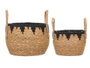 Giftdecor Lot de 2 Cache-pots Naturel et Noir en Esparto et Coton 30x30x32 cm (Set de 4)
