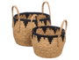 Giftdecor Lot de 2 Cache-pots Naturel et Noir en Esparto et Coton 30x30x32 cm (Set de 4)