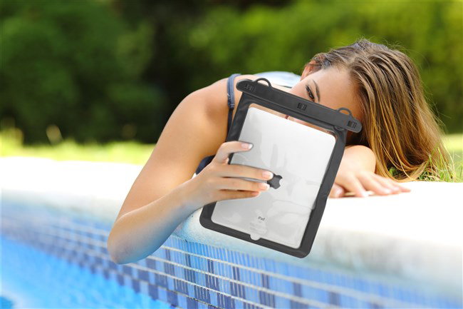 Elbe FI-011 - Fond imperméable IPX8 universel pour tablette et iPad jusqu'à 10,1 pouces - Protection contre l'eau, le sable et les éclaboussures
