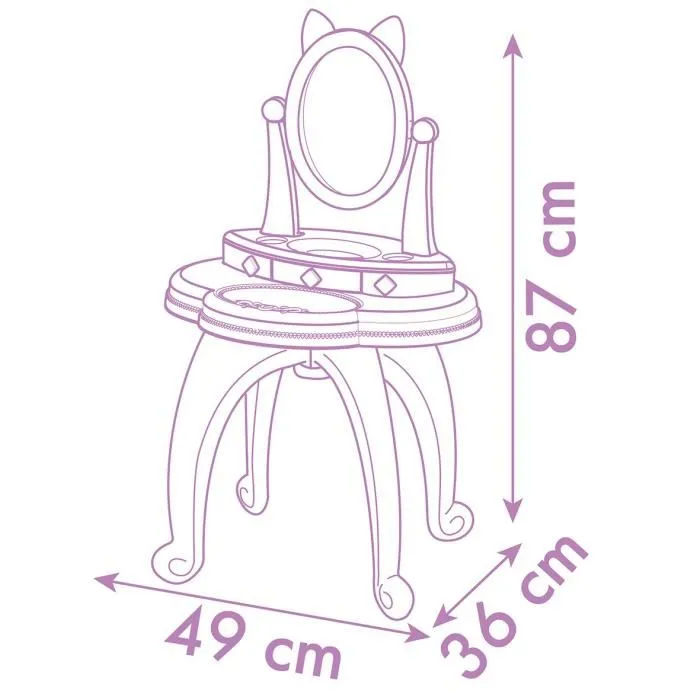 Smoby Coiffeuse Enfant 2 en 1 Gabby et la Maison Magique avec Tabouret et 12 Accessoires, Miroir Orientable - Pour Enfants à partir de 3 Ans