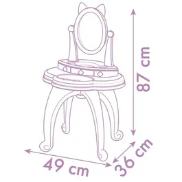Smoby Coiffeuse Enfant 2 en 1 Gabby et la Maison Magique avec Tabouret et 12 Accessoires, Miroir Orientable - Pour Enfants à partir de 3 Ans