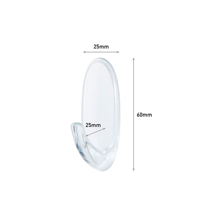 3M 17091clr Crochet moyen transparent, 25 x 60 x 25 mm, 2 pièces + 4 bandes, charge max 900 g