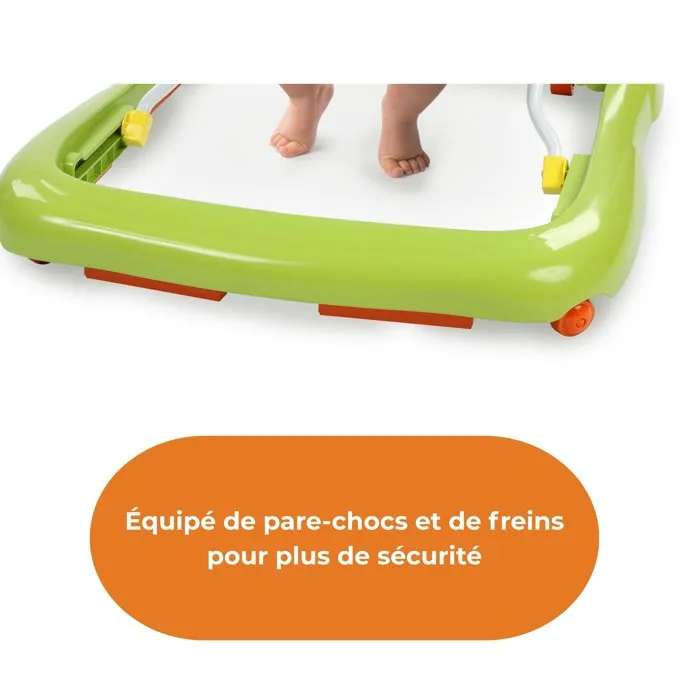 Bright Starts Trotteur Bébé Pliable Safari Giggling Safari, Jouets Interactifs, Hauteur Réglable 3 Positions, Freins de Sécurité, pour Enfant 6 Mois et Plus