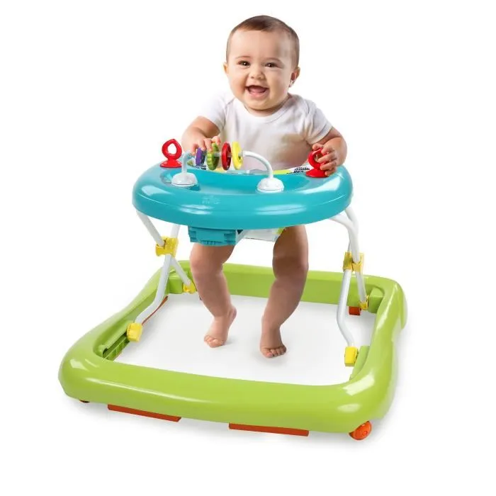 Bright Starts Trotteur Bébé Pliable Safari Giggling Safari, Jouets Interactifs, Hauteur Réglable 3 Positions, Freins de Sécurité, pour Enfant 6 Mois et Plus
