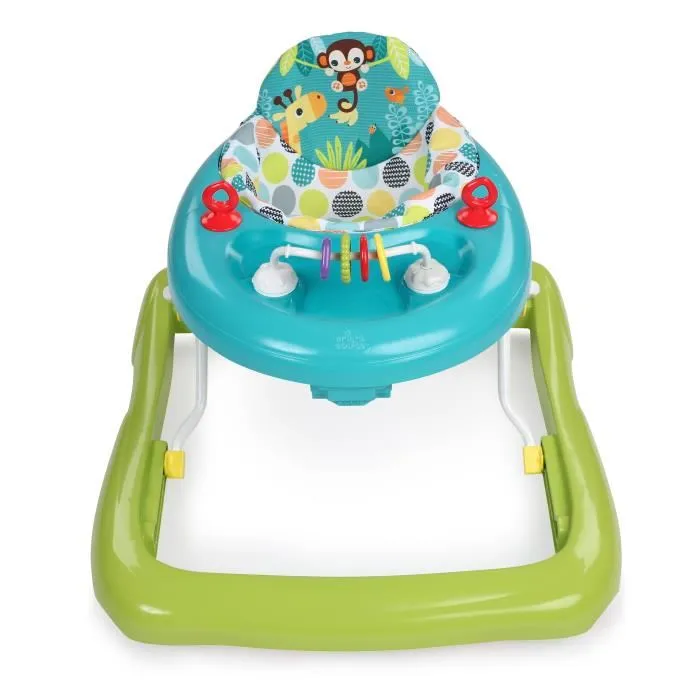Bright Starts Trotteur Bébé Pliable Safari Giggling Safari, Jouets Interactifs, Hauteur Réglable 3 Positions, Freins de Sécurité, pour Enfant 6 Mois et Plus