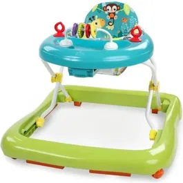Bright Starts Trotteur Bébé Pliable Safari Giggling Safari, Jouets Interactifs, Hauteur Réglable 3 Positions, Freins de Sécurité, pour Enfant 6 Mois et Plus