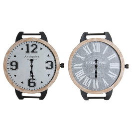 Horloge de table DKD Home Decor RE-180394 Noir Gris Naturel Vintage De poignet (2 Unités)