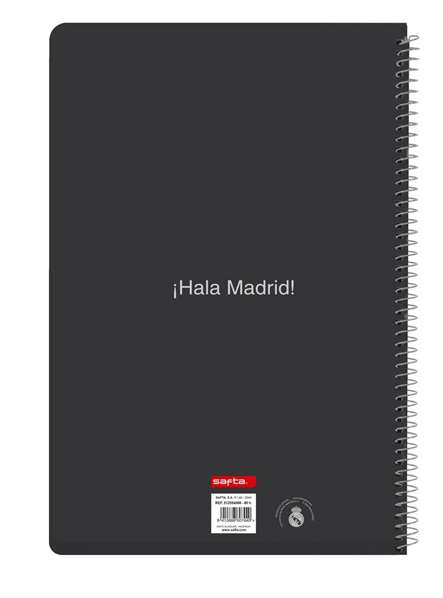 Safta - Carnet grand format 21,5x31 cm, 80 pages à lignes, couverture rigide décor Real Madrid Équipe 25/26, pour enfant (3 ans et plus)