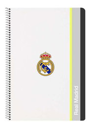 Safta - Carnet grand format 21,5x31 cm, 80 pages à lignes, couverture rigide décor Real Madrid Équipe 25/26, pour enfant (3 ans et plus)