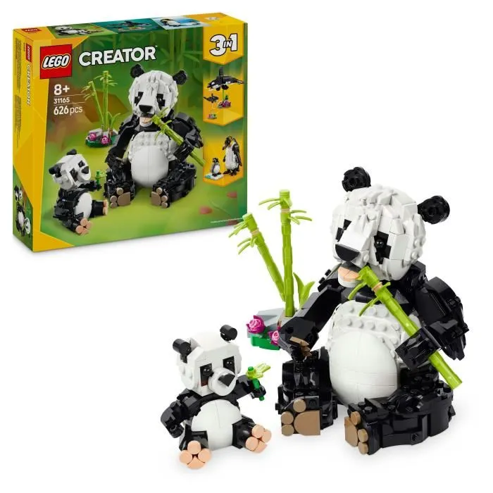 Lego 31165 LEGO Creator 3-en-1 : Animaux Sauvages - Famille de Pandas, Orques ou Manchots - 626 Pièces - Jeu de Construction Créatif - Enfants Dès 8 Ans Lego 31165 LEGO Creator 3-en-1 : Animaux Sauvages - Famille de Pandas, Orques ou Manchots - 626 Pièces - Jeu de Construction Créatif - Enfants Dès 8 Ans