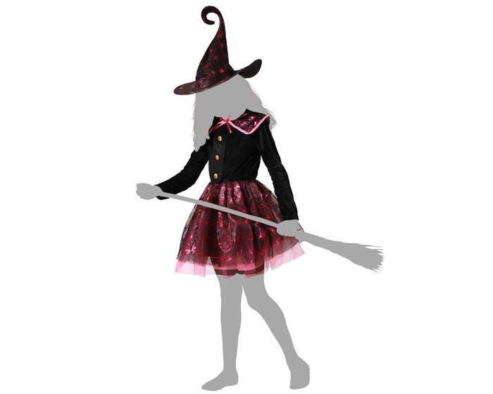 atosa Déguisement de sorcière court fuchsia avec chapeau pour fille atosa Déguisement de sorcière court fuchsia avec chapeau pour fille