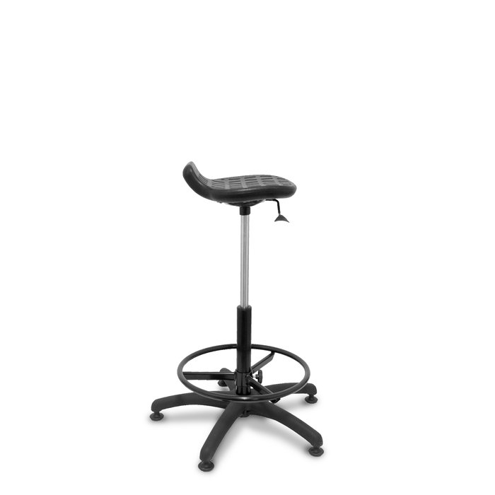 Tabouret Worker Pivotant Polyuréthane Noir Maille Non applicable Structure polyamide noire Sans accoudoirs Sans appui-tête Patins de chaises