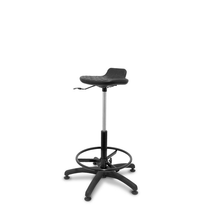 Tabouret Worker Pivotant Polyuréthane Noir Maille Non applicable Structure polyamide noire Sans accoudoirs Sans appui-tête Patins de chaises