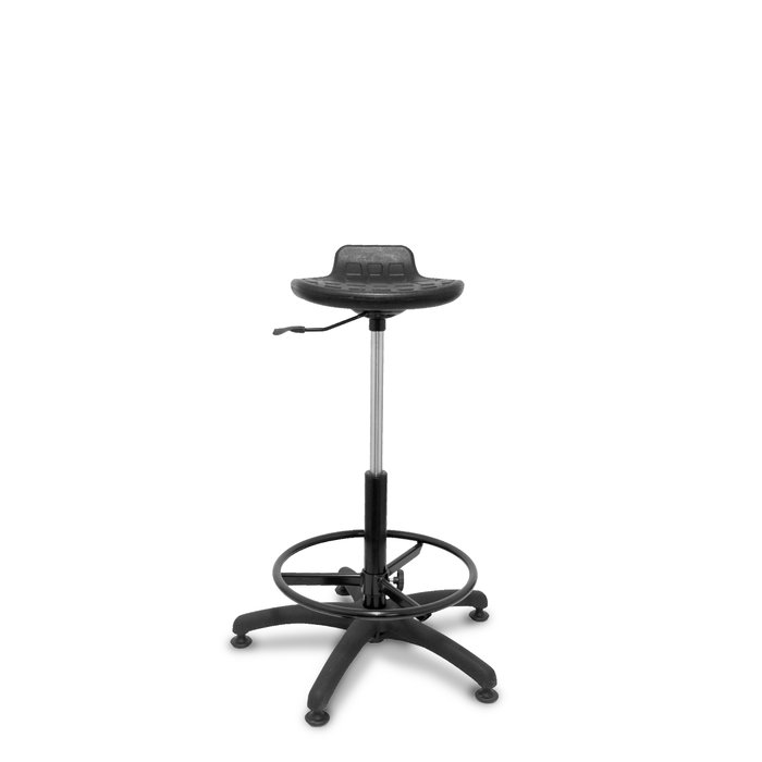 Tabouret Worker Pivotant Polyuréthane Noir Maille Non applicable Structure polyamide noire Sans accoudoirs Sans appui-tête Patins de chaises