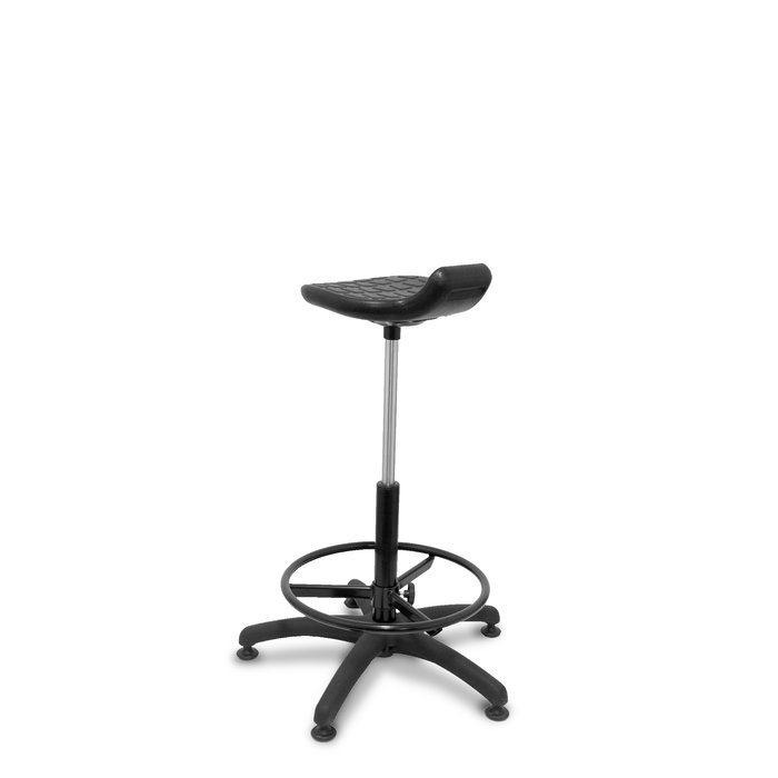 Tabouret Worker Pivotant Polyuréthane Noir Maille Non applicable Structure polyamide noire Sans accoudoirs Sans appui-tête Patins de chaises