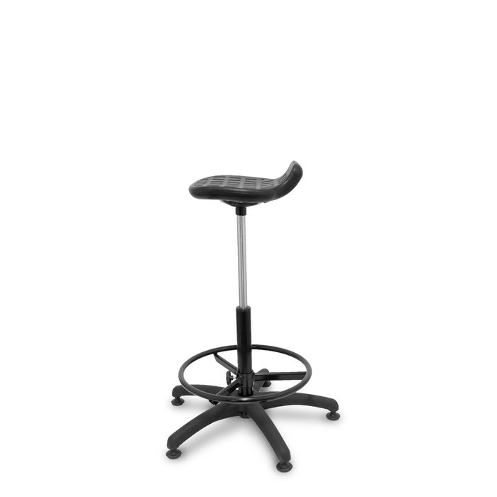 Tabouret Worker Pivotant Polyuréthane Noir Maille Non applicable Structure polyamide noire Sans accoudoirs Sans appui-tête Patins de chaises
