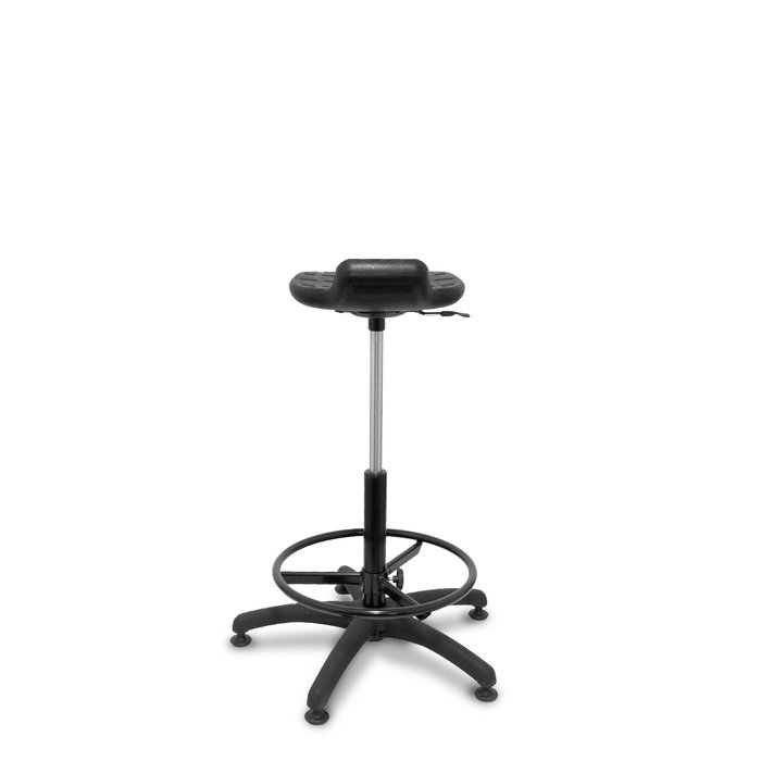 Tabouret Worker Pivotant Polyuréthane Noir Maille Non applicable Structure polyamide noire Sans accoudoirs Sans appui-tête Patins de chaises