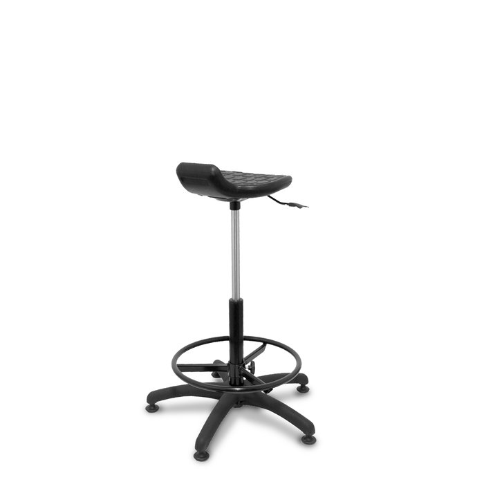 Tabouret Worker Pivotant Polyuréthane Noir Maille Non applicable Structure polyamide noire Sans accoudoirs Sans appui-tête Patins de chaises