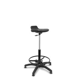 Tabouret Worker Pivotant Polyuréthane Noir Maille Non applicable Structure polyamide noire Sans accoudoirs Sans appui-tête Patins de chaises