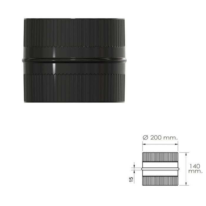 WOLFPACK LINEA PROFESIONAL Manchon d'union pour tubes Ø 200 mm Noir vitrifié WOLFPACK LINEA PROFESIONAL Manchon d'union pour tubes Ø 200 mm Noir vitrifié